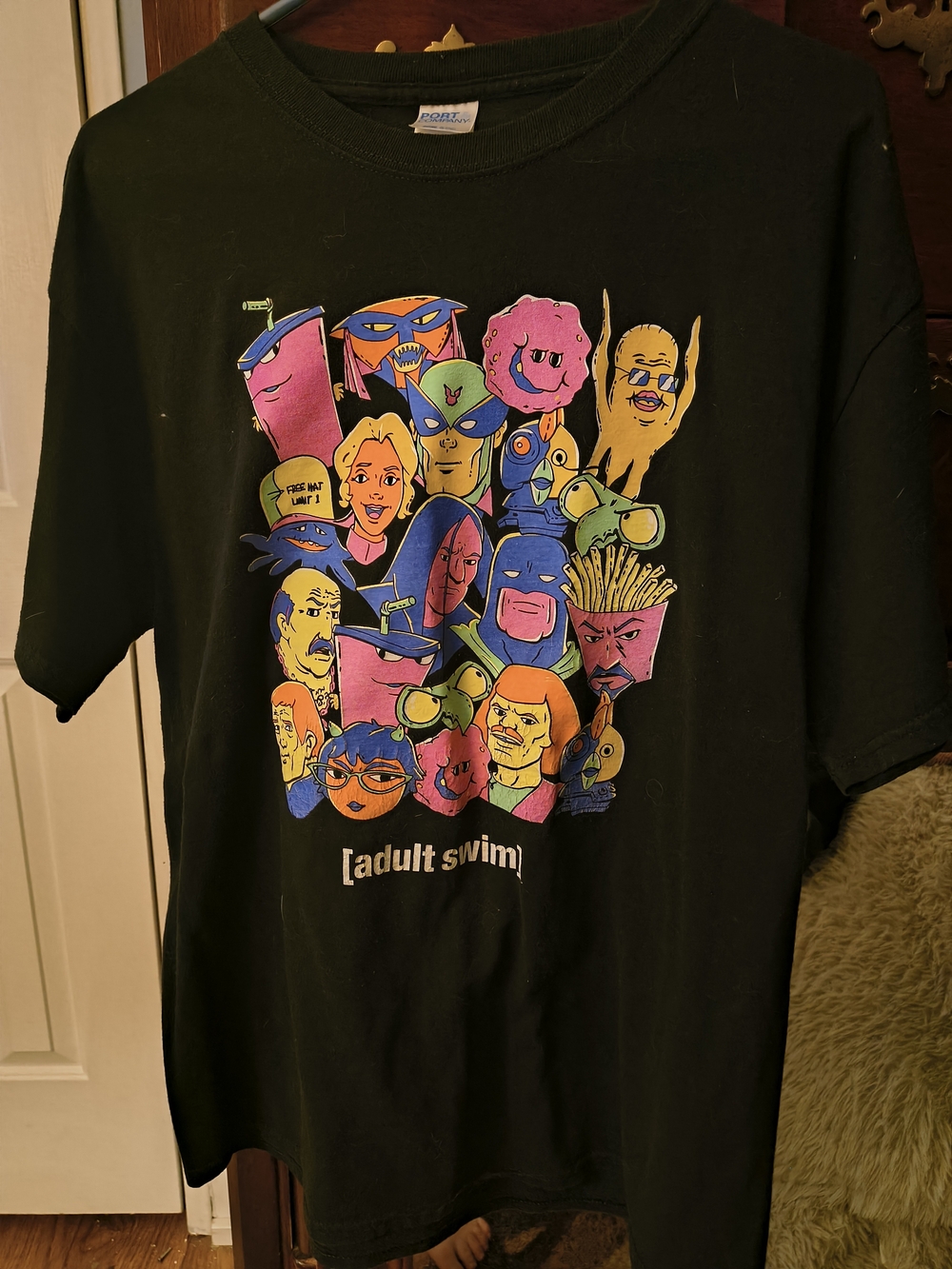 Adult Swim Black Graphic T-Shirt - Multicolor Characters